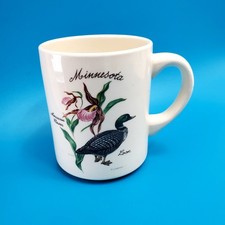 Minnesota State Coffee Cup/Mug ◇ Loon & Moccasin Flower ◇ D. Rudeman