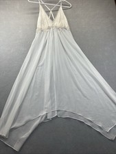 Linea Donatella Silky Sheer Embroidery Satin Lace Nightgown S Vintage Ivory