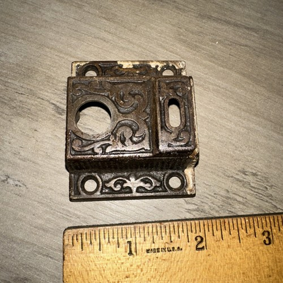 #ad #ad Antique Eastlake Cabinet Door Latch Lock Cover Ornate Beautiful Details $17.60