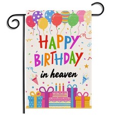 Happy Birthday in Heaven Garden Flag, Funeral Memorial Flags,Colorful Memoria...