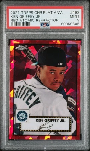 2021 Topps Chrome Platinum #493 Ken Griffey Jr. Red Atomic /100 PSA 9 RARE!