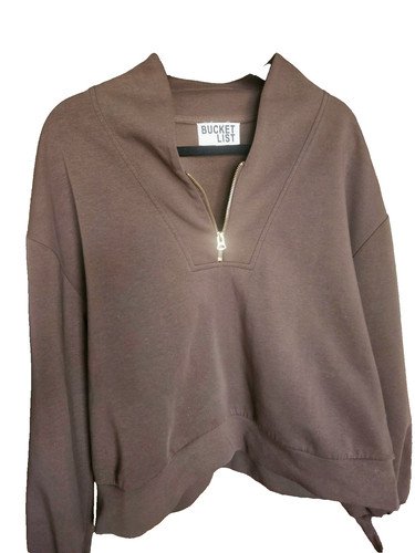 Bucket list half zip brown sweater