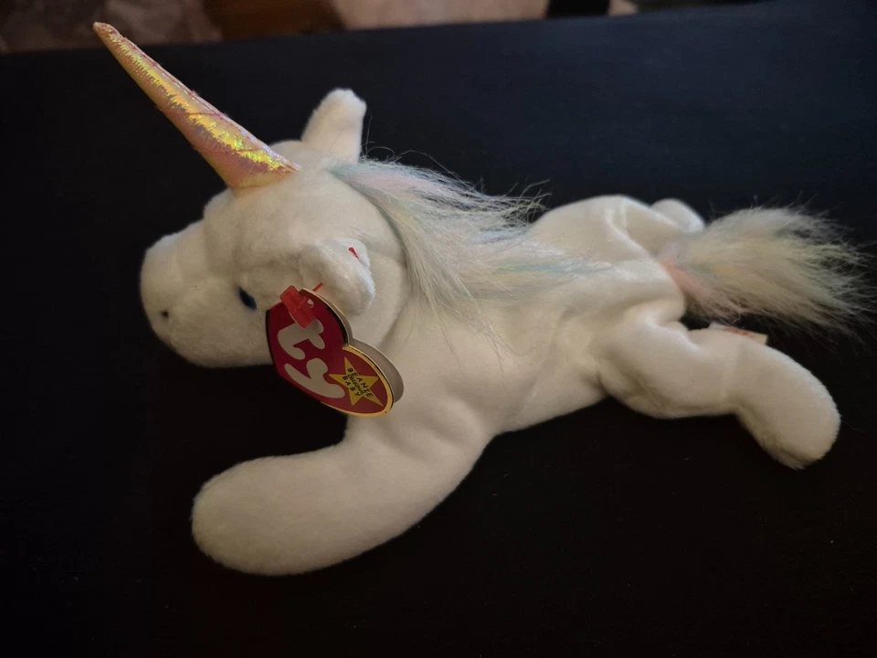 (IRIDESCENT MANE) “MYSTIC” Beanie Baby Unicorn Retired Rare Ty 93-94 Tag Errors - Image 3 of 4