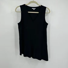 Halston Womens Top Size XS Black Sleeveless V Neck Asymmetrical Hem Minimalist 