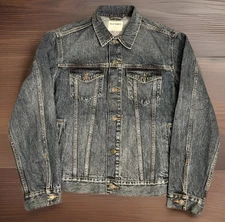 Old Navy Men’s Built In Tough Denim Jean Trucker Jacket Sz Large Medium Wash