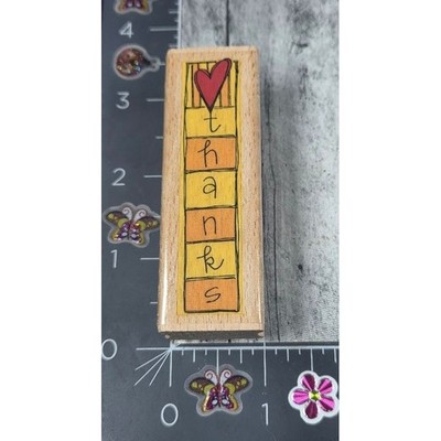 Kolette Hall Thanks Border Heart Blocks Rubber Stamp Wood #J60
