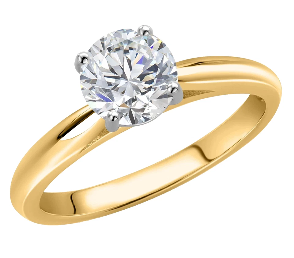 10K Two Tone Gold 0.74 Ct Round Lab Grown Diamond Solitaire Engagement Ring - Image 3 of 4