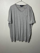 Polo Ralph Lauren Men V-Neck Gray T-Shirt Custom Slim Fit size XXL