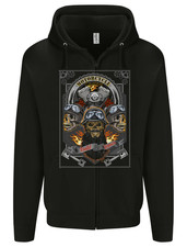 Custom Motorcycle Biker Motorbike Skulls Mens Zip Up Hoodie