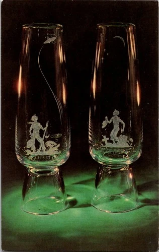 Dr Jim Stamps Postcard Huckleberry Finn & Tom Sawyer Engraved Steuben Glass