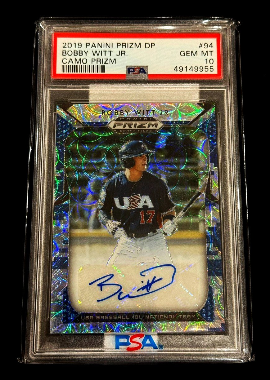 BOBBY WITT 2019 PANINI PRIZM DRAFT CAMO PARALLEL AUTO ROOKIE RC /25 PSA 10 GEM