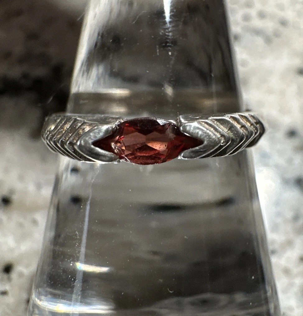 Sterling Silver 925 Stackable Garnet (light color… - image 1