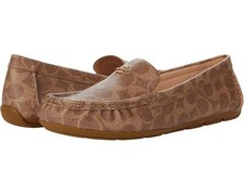 New Coach Marley Driver Tan PVC Print Moc Loafer Shoes Womens 10