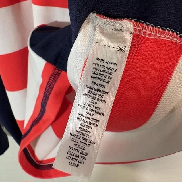 Pulôver masculino RLX Ralph Lauren médio azul marinho vermelho branco quarto de zíper listrado golfe - Imagem 4 de 4