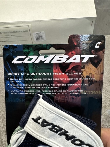 Ball•#11 Combat Derby Life Ultra Dry Mesh Granatowe rękawice do battingu Młodzieżowe XS NOS - Zdjęcie 8 z 10