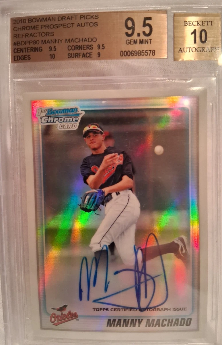 Bowman Manny Machado 2010 Season Baseball Sports Trading Cards