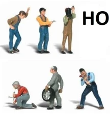 HO Scale- Six Auto Mechanics, hand-sculpted, Woodland Scenics, WOO-A1914