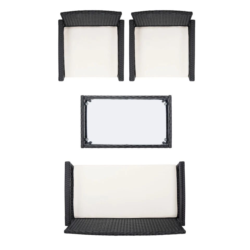 SAFAVIEH Colección Exterior Bassey Juego de Patio 4 Piezas | Negro/Gris Claro | Foto 3 de 4