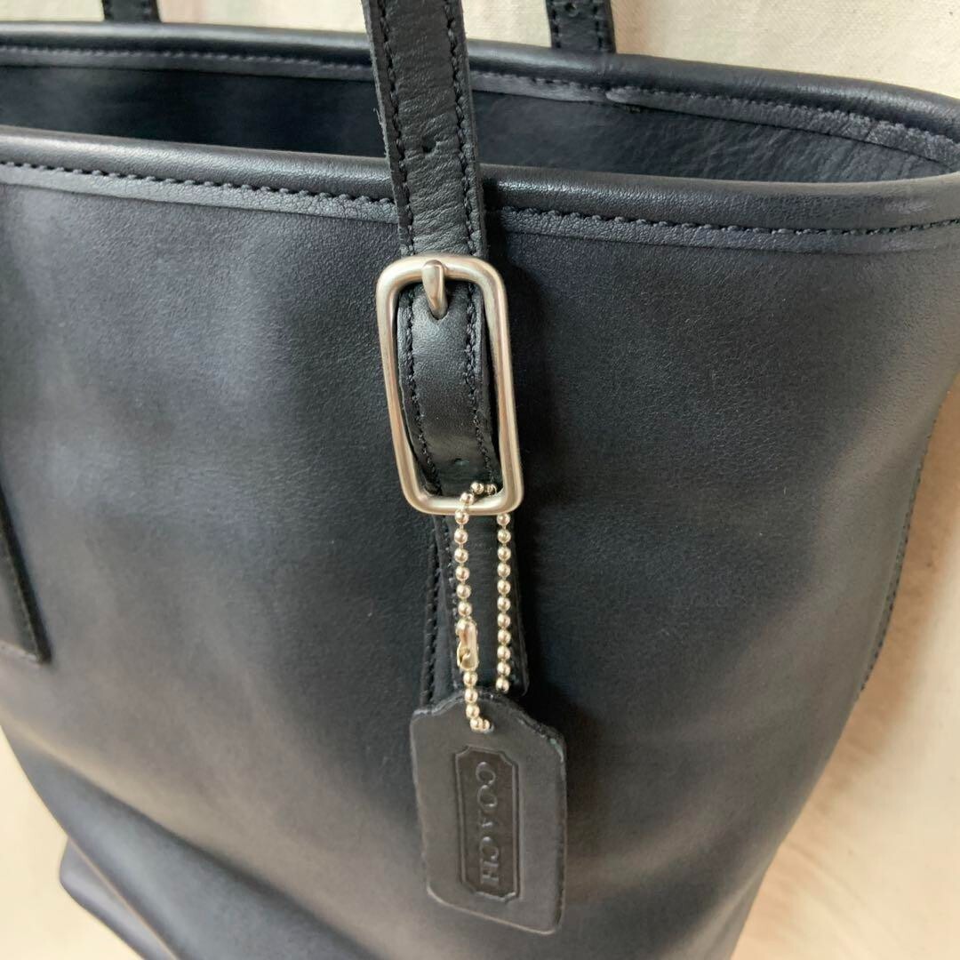 Vintage COACH 9803 Black Leather Tote Bag USA Made Grabtan Nickel