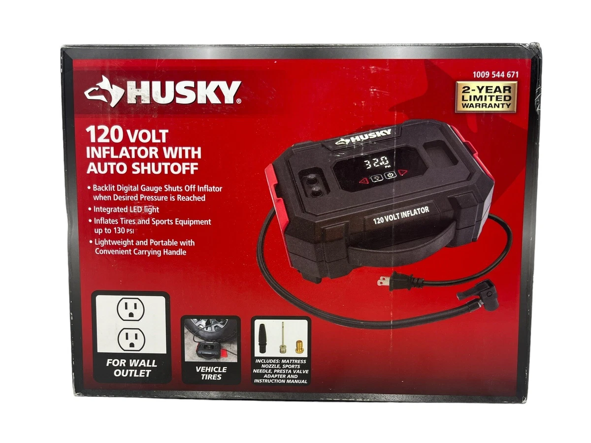 Husky 120 Volt Inflator Digital Gauge for Sports Equipment Car Tire Air Mattress