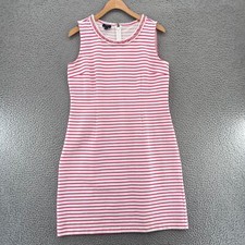 Talbots Dress Women 10 Petite Pink Striped Ribbed Shift Sleeveless Mini Stretch*