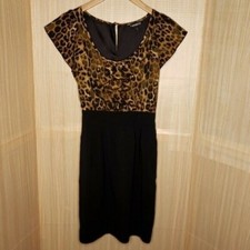Express Leopard Print Flutter Sleeve Sheath Dress