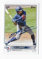 2022 TOPPS #422 OTTO LOPEZ BLUE JAYS AUTOGRAPHED SIGNED BASEBALL CARD RC