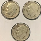 1951 PDS 90% Silver Roosevelt Dimes Very Good VG to Very Fine VF