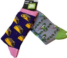 Set of 2 SOCKTASTIC Tacos and Margaritas Crew Socks Mexican Food Taco Tuesday