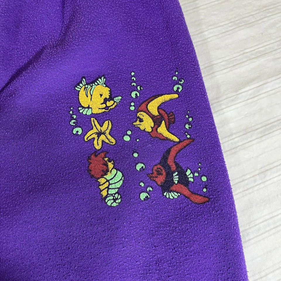 RARE Vintage The Little Mermaid Sweatpants Size Large 90s Flounder T1 - Image 2 of 4