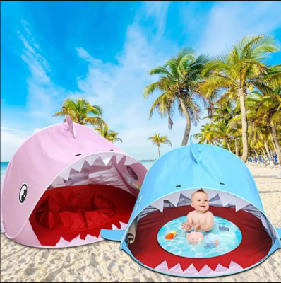 Baby/Kids Shark Beach Tent, Shade Tent for Children, Outdoor Sun Shade in Blue