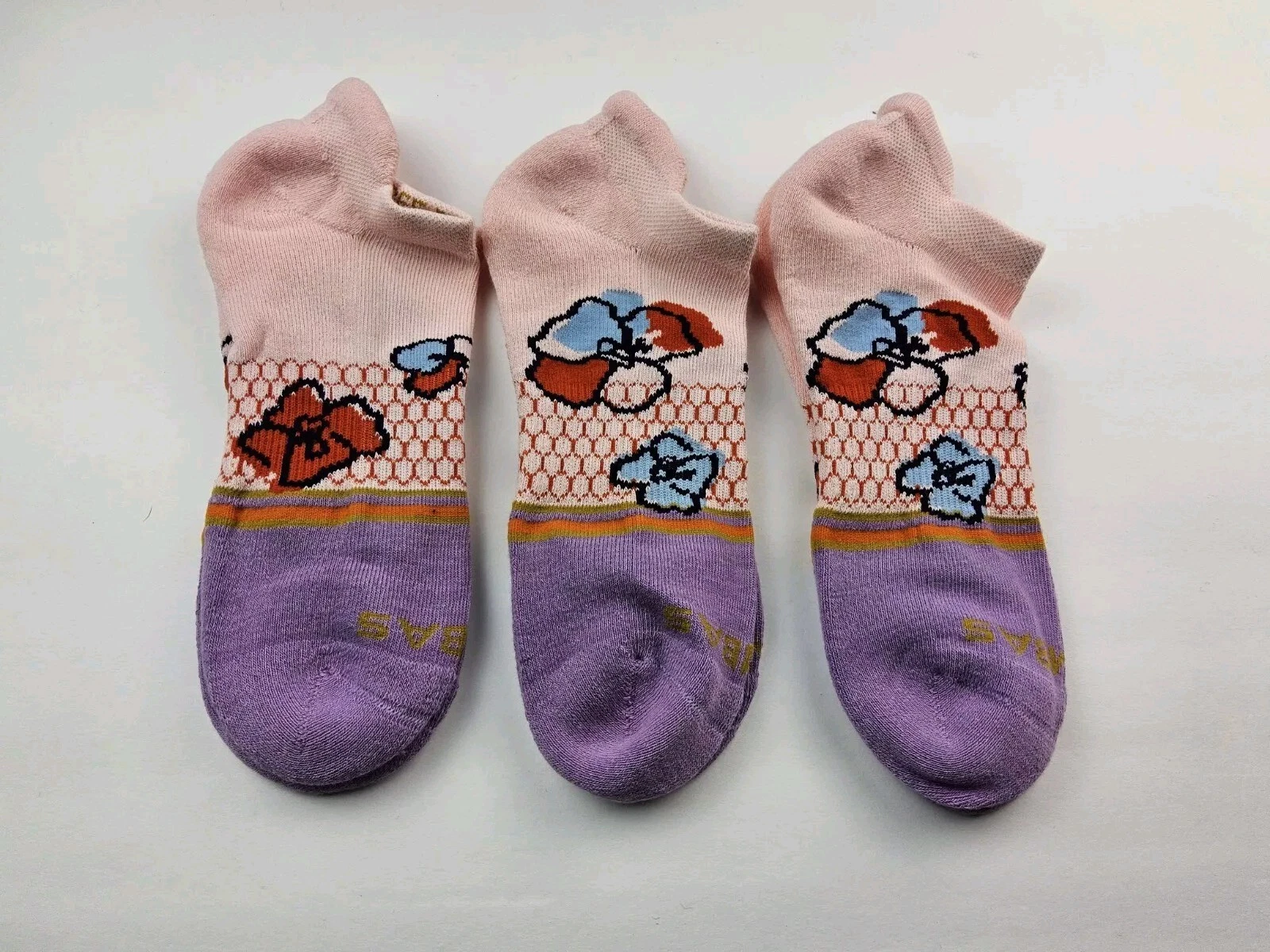 Bombas Original Floral Ankle Socks Lot Of 3 Pairs Size L