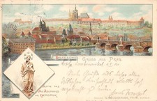 B069 Czechia 1900 Gruss aus Prague Hradschin Castle Johannes Statue postcard