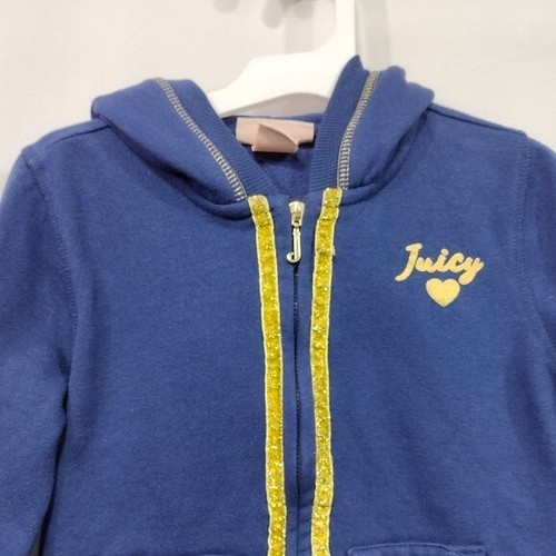Juicy Couture Hooded Zip Up Jacket Girls 8/10 Blue Boho Retro 90s Y2K Casual - Picture 3 of 8
