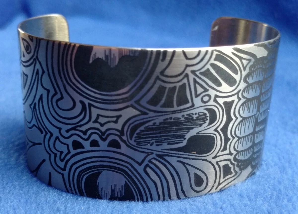 TATTOOED STEEL CUFF BRACELET