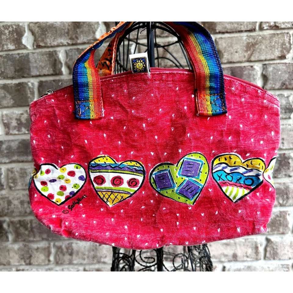 Bolso de Mano de Lona Sally Huss De Colección Love You With My Hearts Rojo Sol N Arena LEER Foto 3 de 4