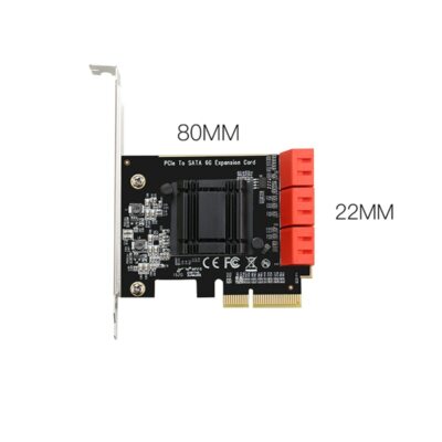 PCIe SATA-uitbreidingskaart ASM1166 – 4x Interface – 6 Poorten SATA 3.0 – 6Gbps – PCIe 3.0 X4 – Voor Harde Schijf, SSD En NAS