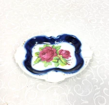 Vintage Ladies Porcelain Rose Floral Ashtray Made In Japan 5"x 4"