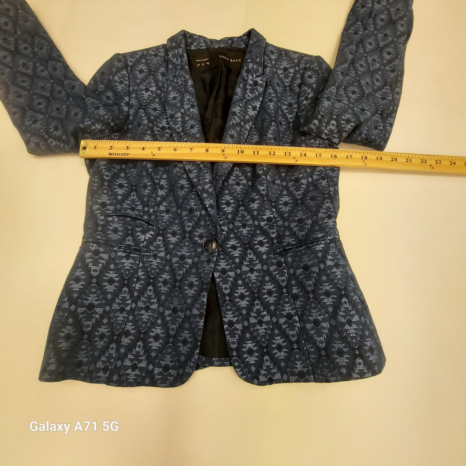Zara Basic Jacquard Blazer Jacket Medium Aztec Tr… - image 9