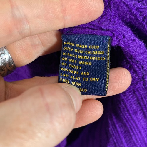 Ralph Lauren Jumper Mens L Purple Sweater Pullover Wool Cashmere Cable Knit - Picture 8 of 10