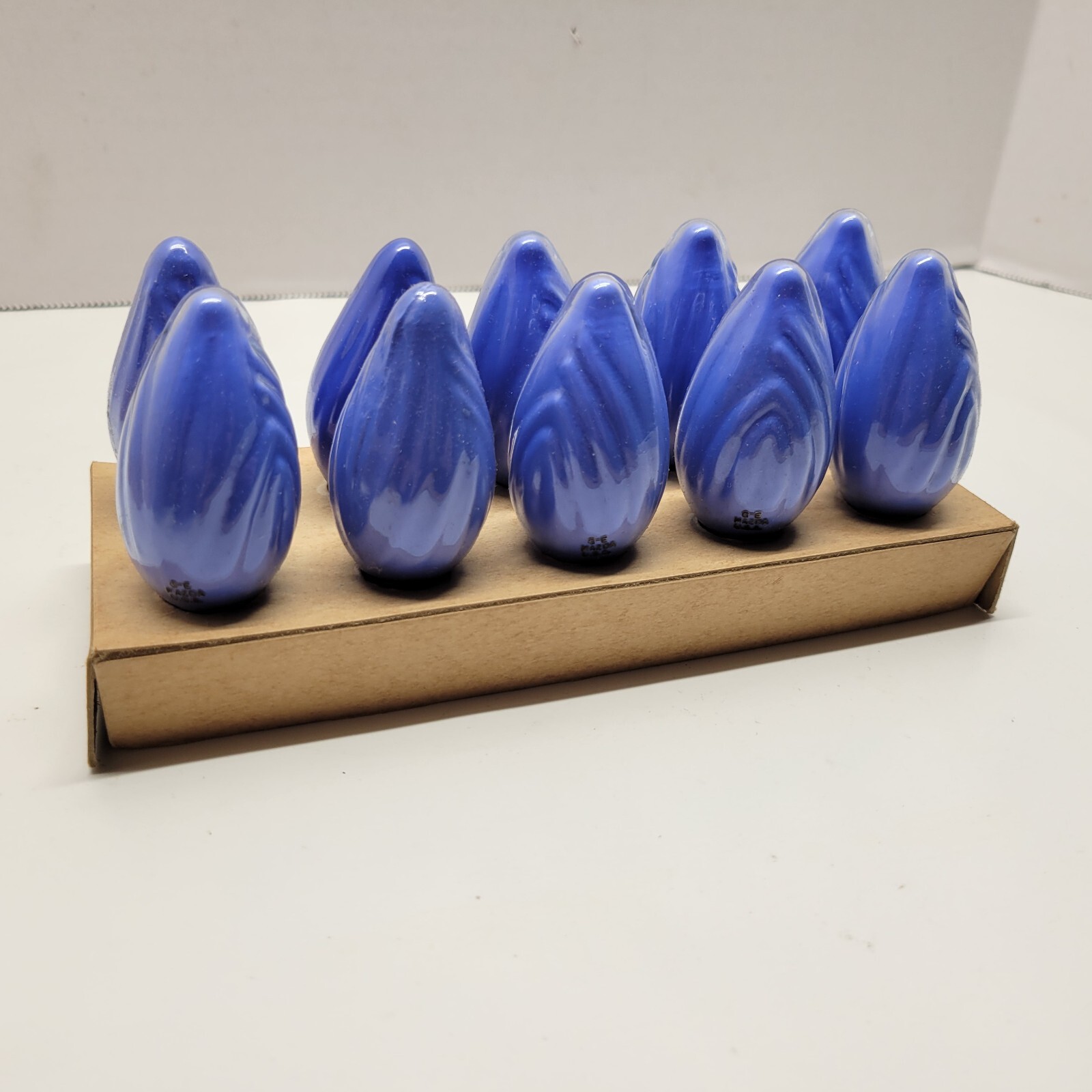 VTG General Electric GE Mazda Christmas Tree Lamps C9 1/2 Blue Glass