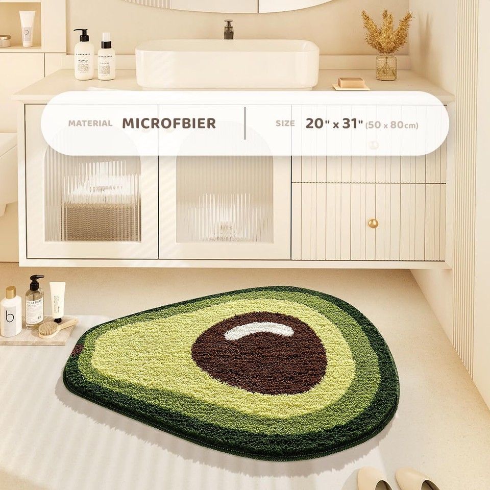 Cute Avocado Bath Mat Extra Soft Absorbent Bath Rug Non-Slip ...