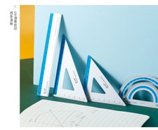 Aluminium Technical Drawing Set Protractor Rule Set Squares Blue UK Seller