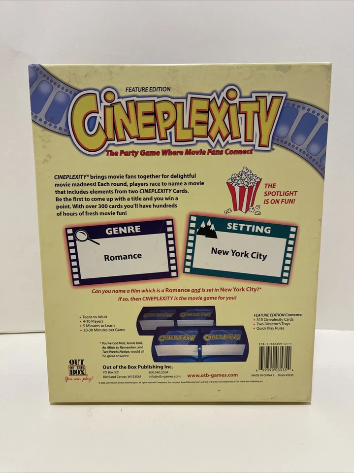 Cineplexity Party Game - COMPLETE - EUC - Out Of The Box - 2005 - Image 3 of 4