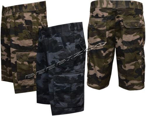 New Mens100% Check Cargo Combat Shorts 8 Pockets Zip Fly Pants 32"-38" 