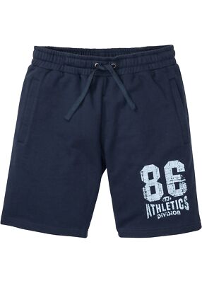 Sweat-Bermuda Gr. 48/50 (M) Dunkelblau Bedruckt Herren-Shorts Kurz-Hose Neu