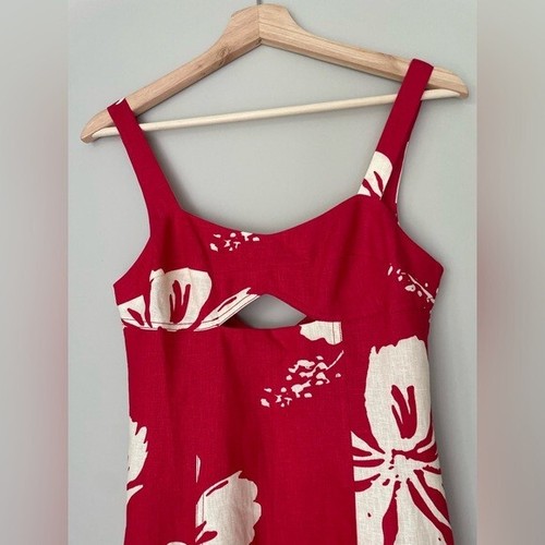 NEW Reformation Belma Linen Mini Dress Paradise Lost Red Floral | US 2 UK 4 - Picture 7 of 13