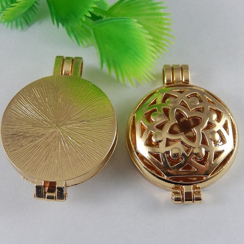 Collana ciondolo medaglione metallo oro profumo aromaterapia diffusore oli essenziali - Foto 15 di 48