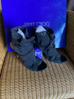 Jimmy Choo for H&M Stiefeletten Boots High Heels Wildleder Grau EUR 37 US 6 UK 4 - Bild 1 von 4