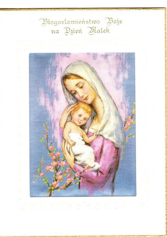 2 TWO Polish Mother's Day Greeting Cards - Mother / Child Polisch
